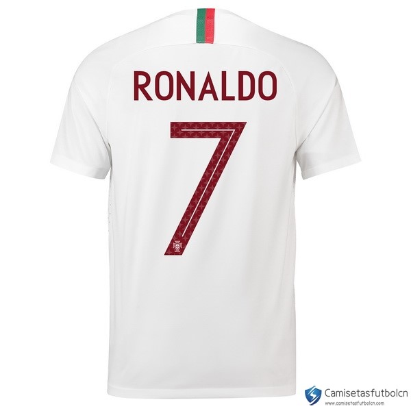 Camiseta Seleccion Portugal Segunda equipo Ronaldo 2018 Blanco